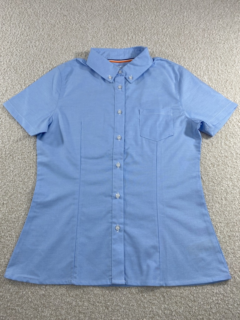 French Toast Light Blue School Oxford Shirt with Orange Trim